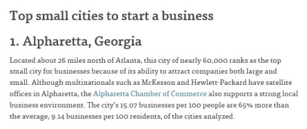 Top small city to start a business